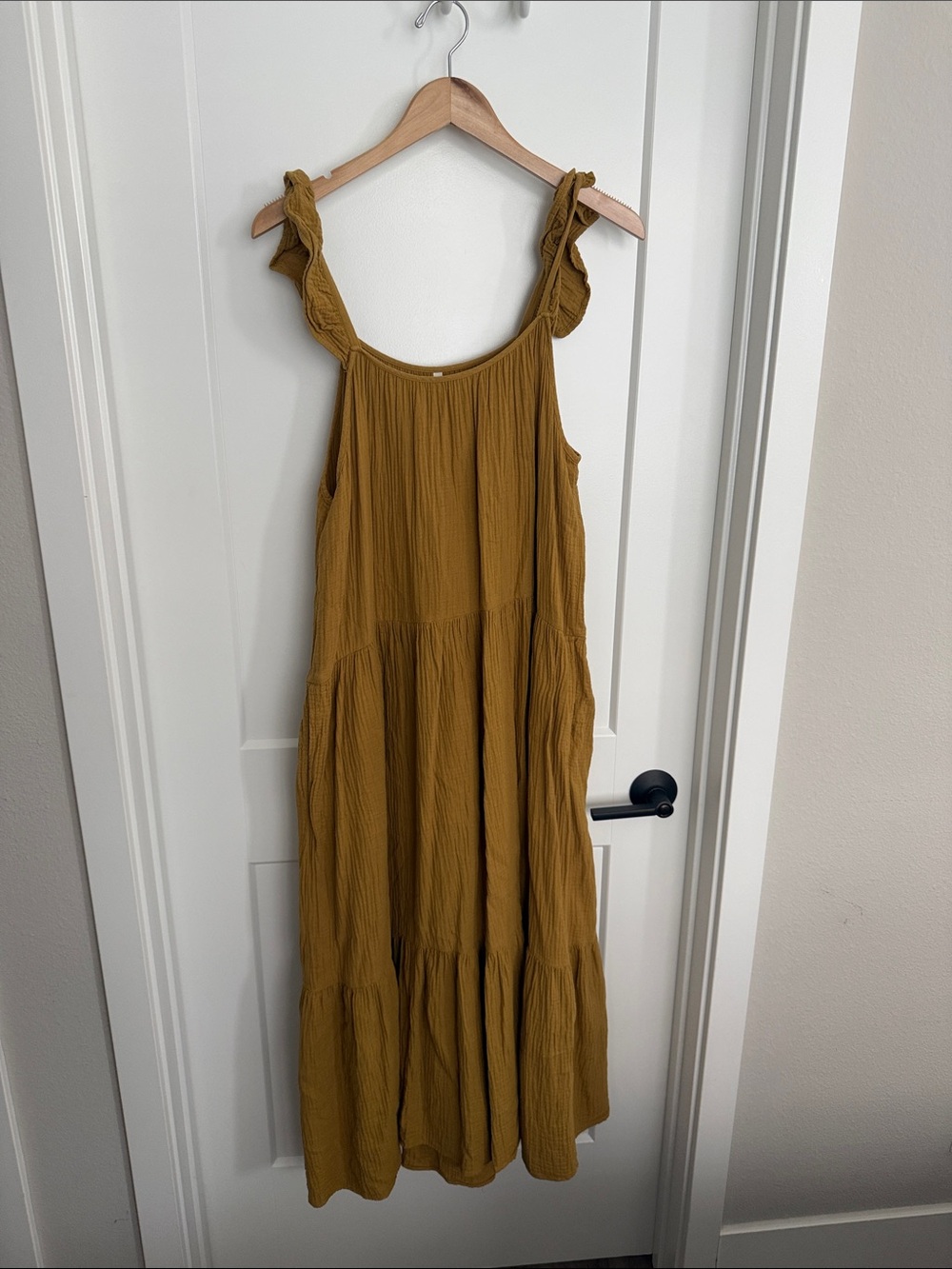 Rylee + Cru Mustard Tiered Sleeveless Maxi Dress